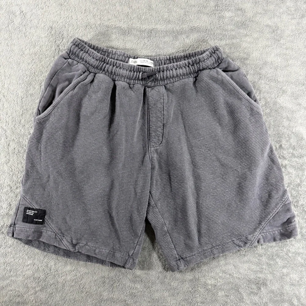 Zara Corduroy Shorts Kids 13-14 Grey Excellent Stretch Elastic Waist Casual